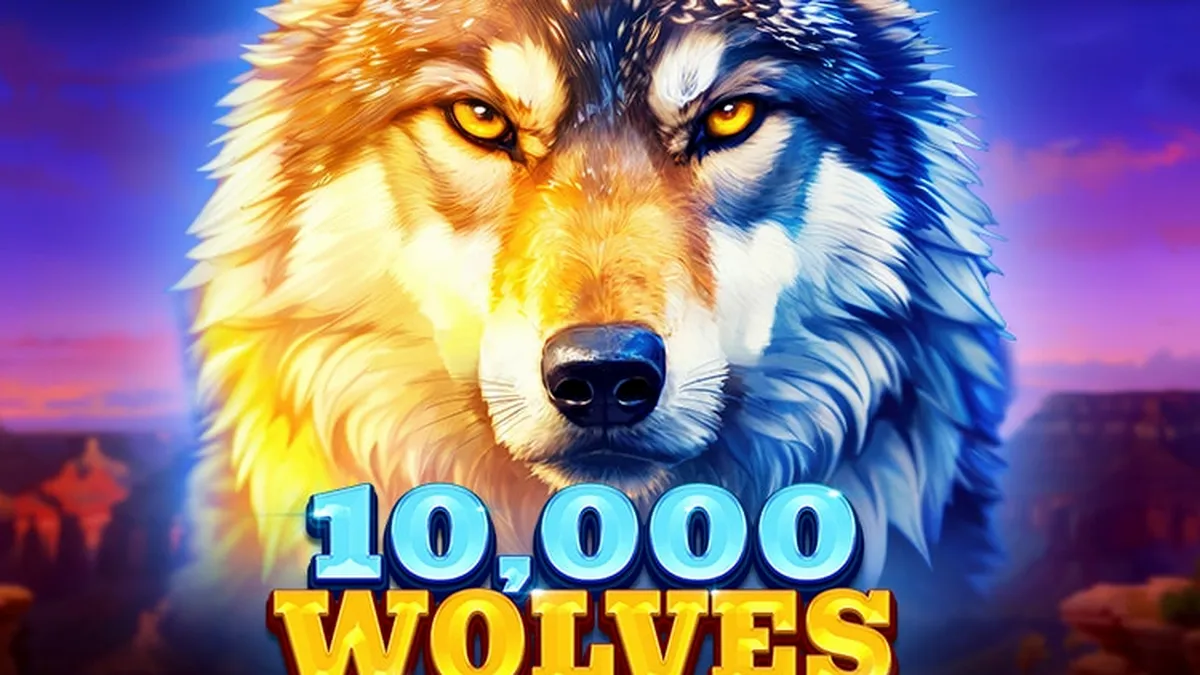 Tampilan visual slot 10,000 Wolves 10K Ways dengan tema alam liar