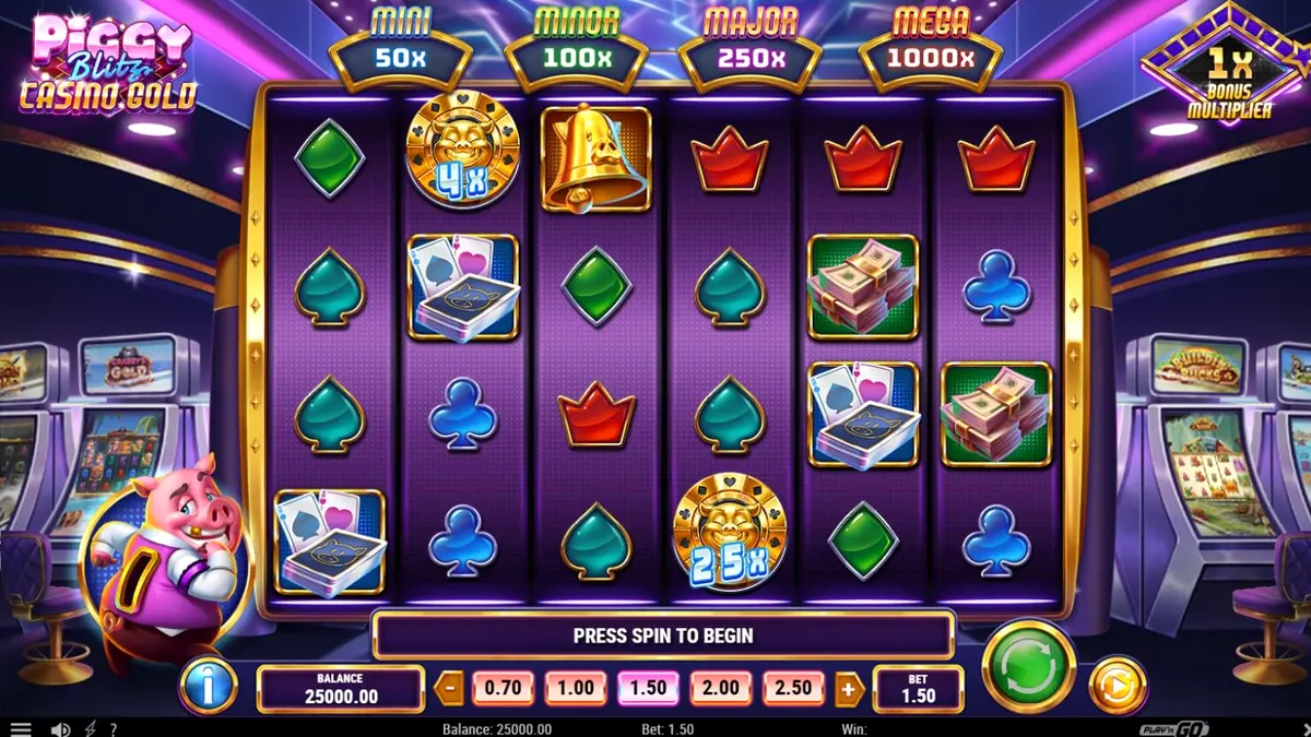 Piggy Blitz Casino Gold slot machine interface